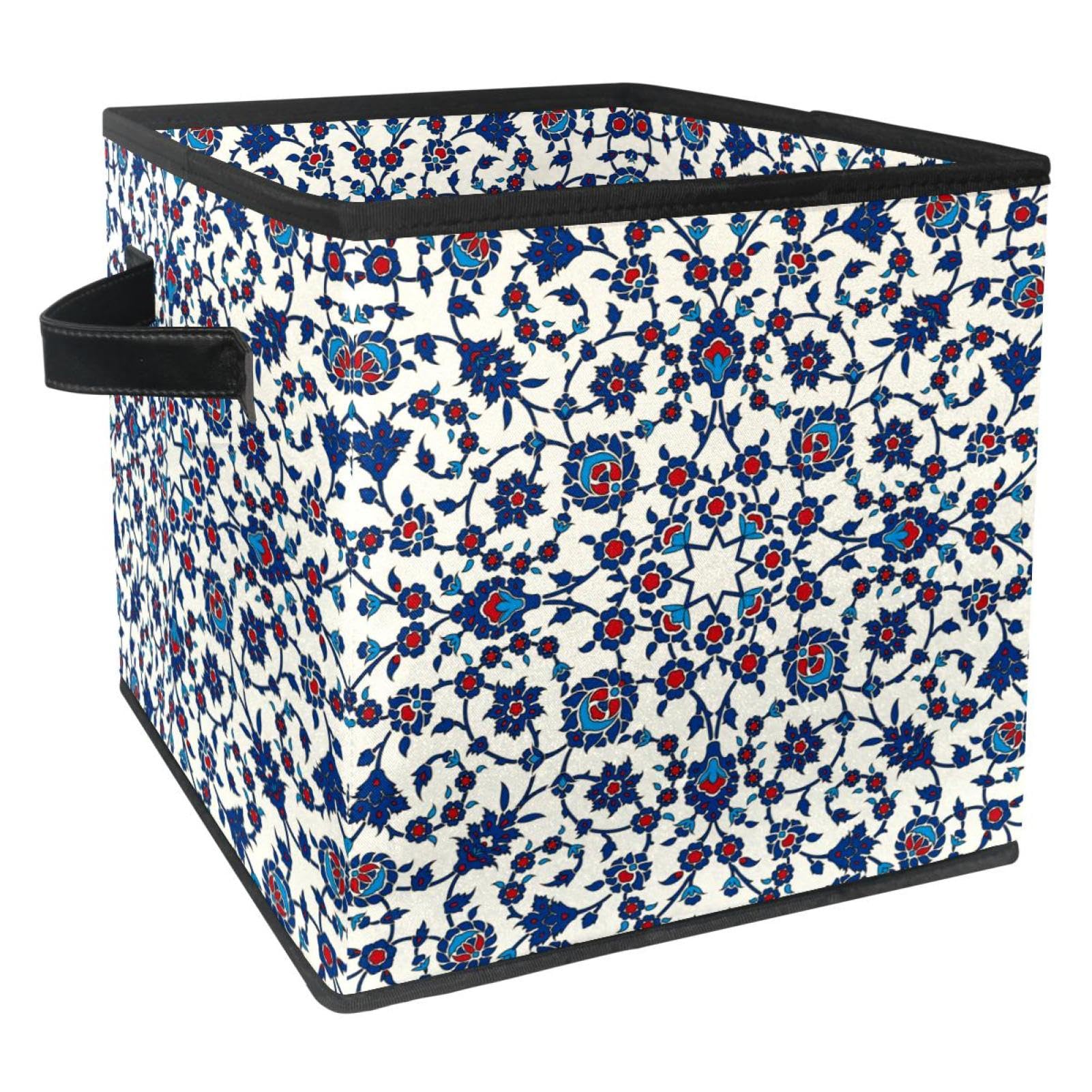 Boîte de rangement cube en tissu motif arabesque pour placard et livres