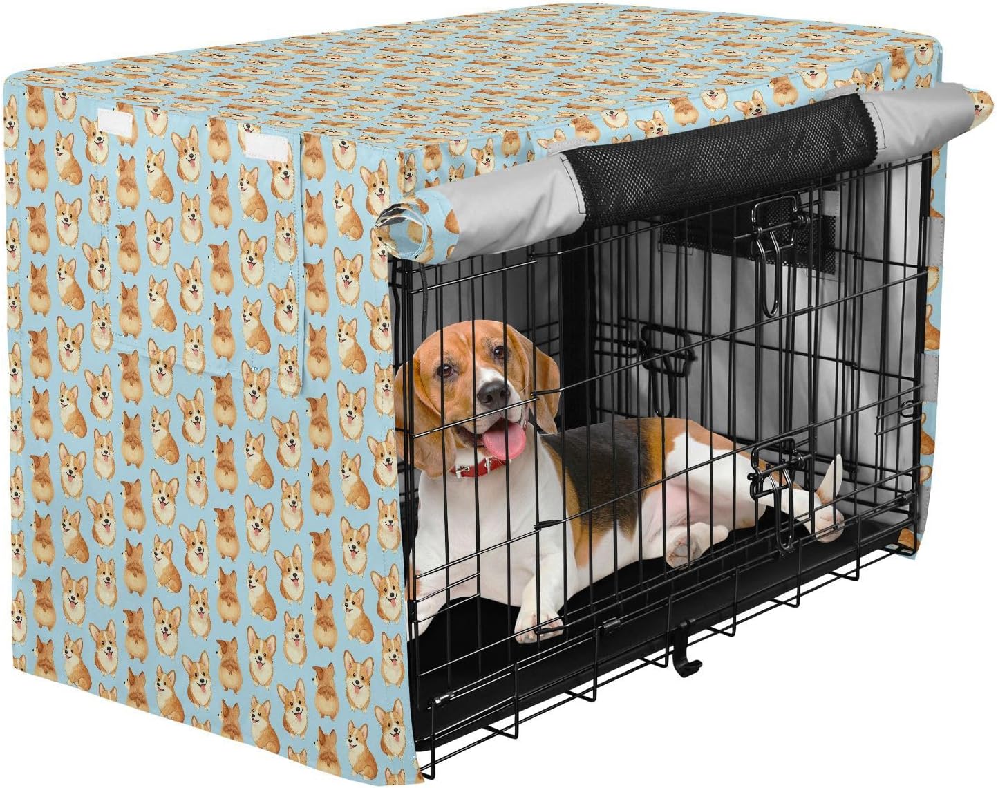 Cartoon Dog Dog Cover for Dog Crate Puppy Wire Cage Cover Dog Crate Curtains 48 Inch