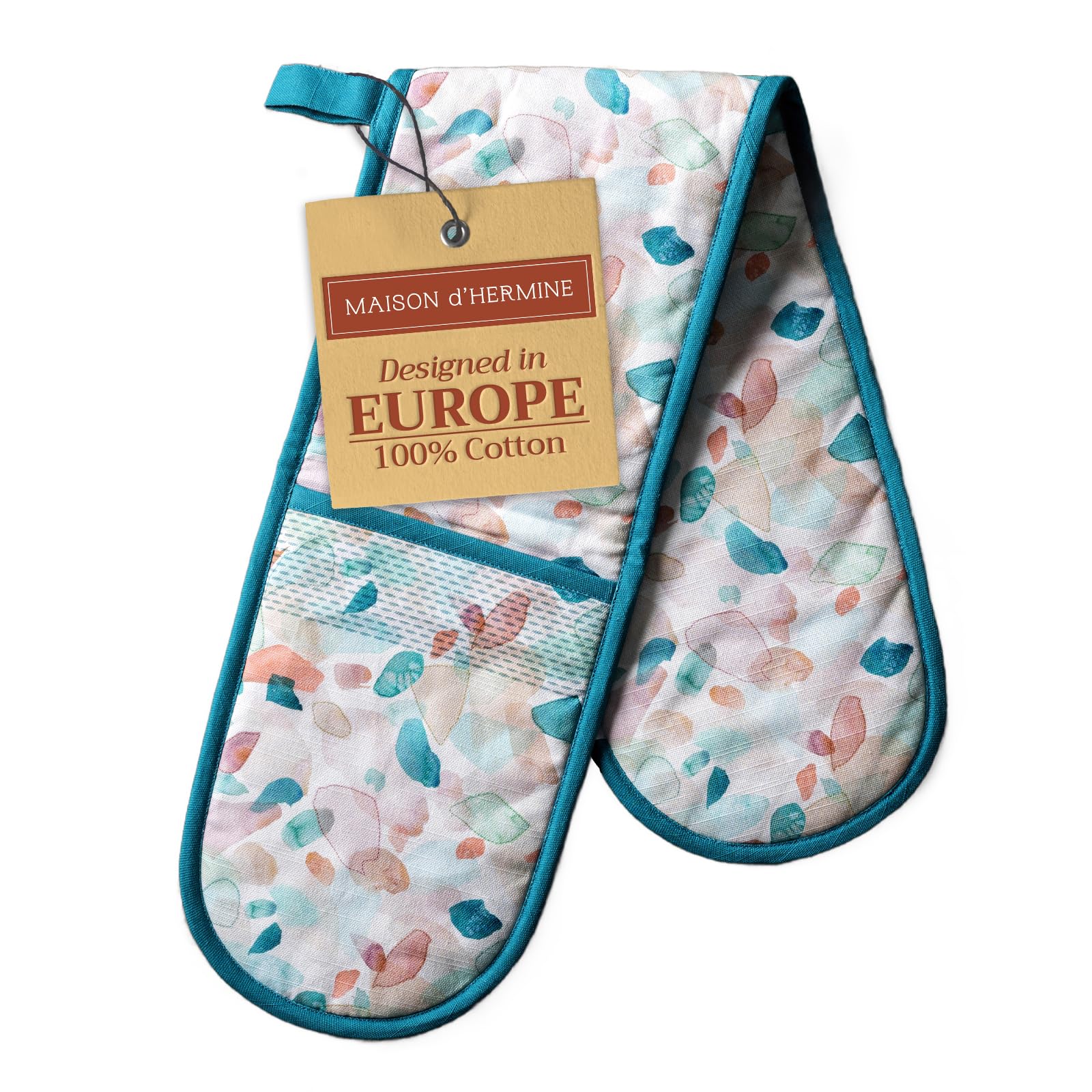 Maison d' Hermine Guantes de cocina de verano 100% algodón, guantes de cocina dobles para barbacoa, cocinar, hornear, manejo de utensilios de cocina calientes, primavera/verano (18 cmx89 cm)