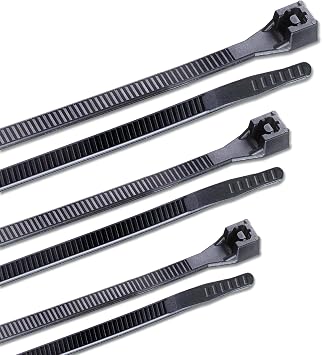 Calterm 71111 Assorted Cable Ties, 4, 6 and 8 inch, 18 and 45 lb, Electrical Wire and Cord Management, Nylon Zip Tie, 500 Pk, UV Resistant Black