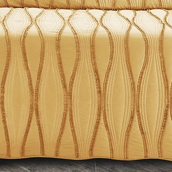 B&B New Quilted Bedspread Throw Embossed Pattern Frilled Bedspreads with Matching Pillow Cases - Luxury Bedspread Bed Throw Coverlets Bedding Set (Mustard, Single)