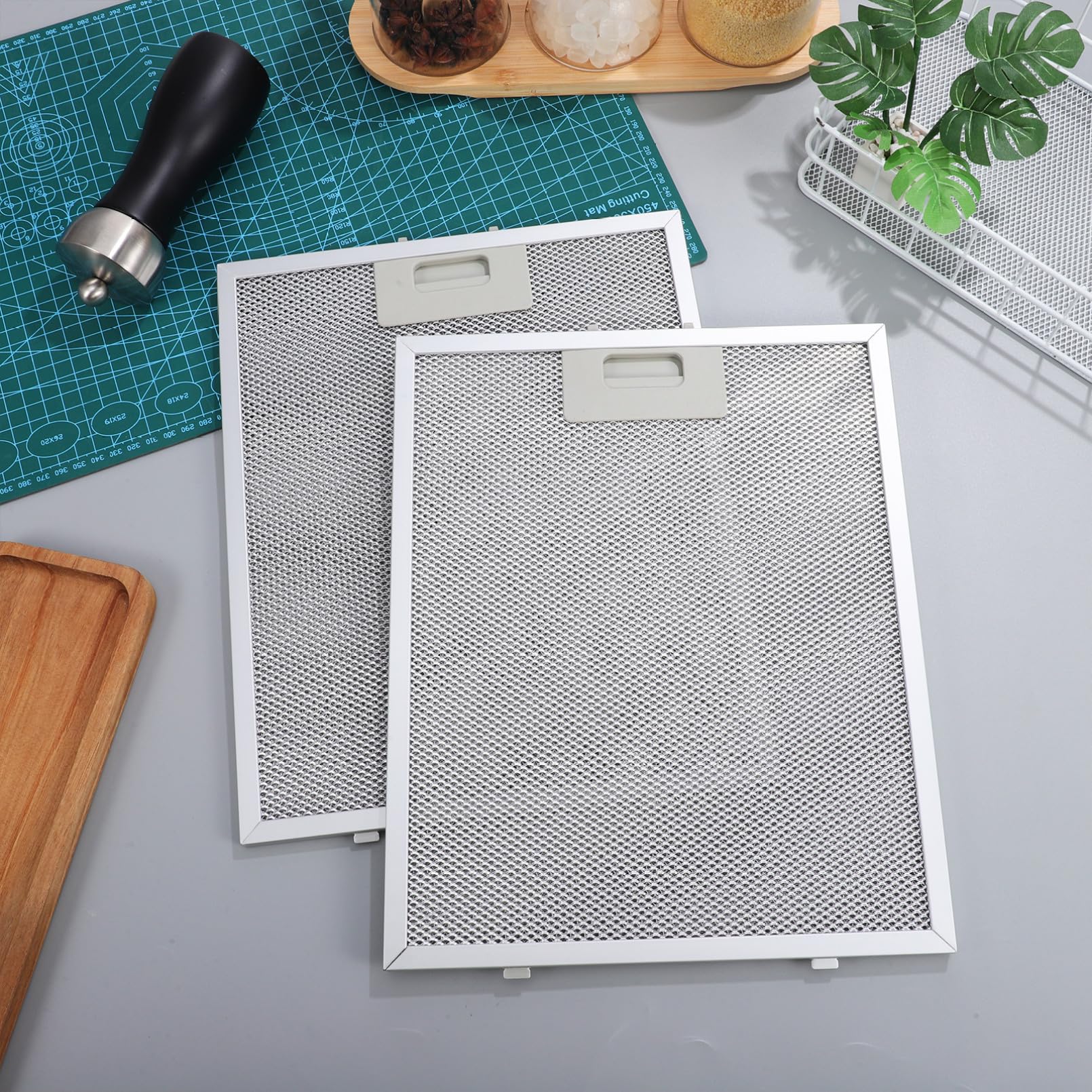 2 Pezzi Filtri Cappa Aspirante da Cucina Bianco in Alluminio
