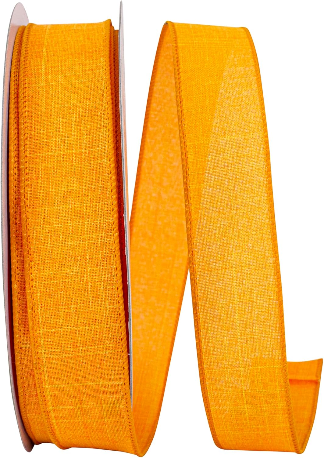 Reliant Ribbon 92573W-058-09K Everyday Linen Value Wired Edge Ribbon, 1-1/2 Inch X 50 Yards, Orange