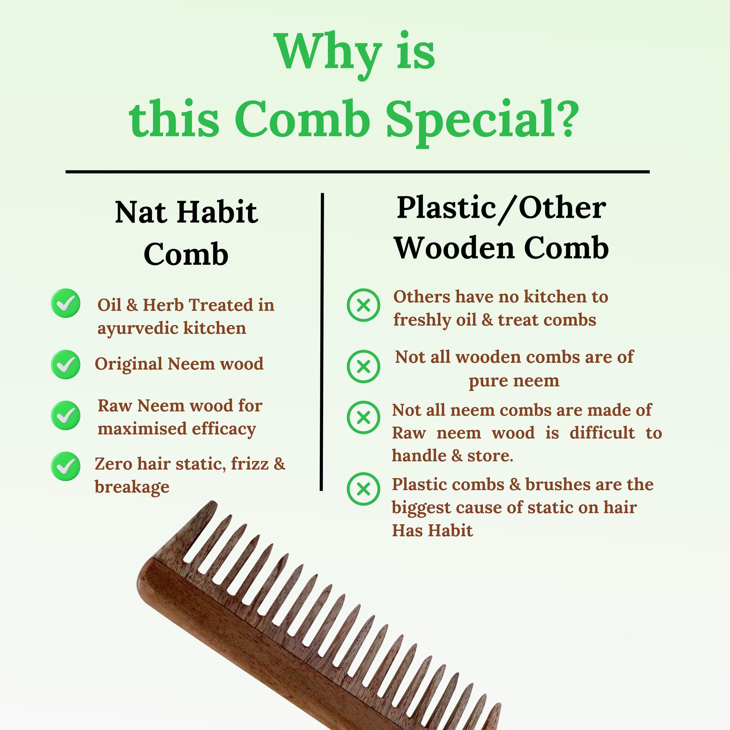 THE Unltd India Handmade Neem Wooden Comb, Brown, 6 - Image 3