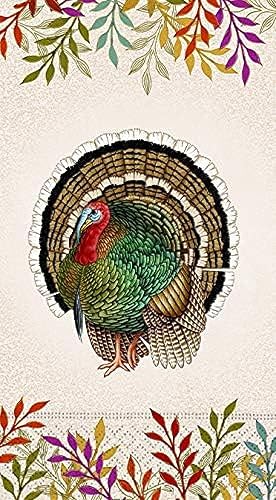 Toallas de invitados de pavo de Acción de Gracias, 30 unidades, diseño de follaje y plumas, 8 x 4.5 pulgadas, 3 capas, impresas en Alemania