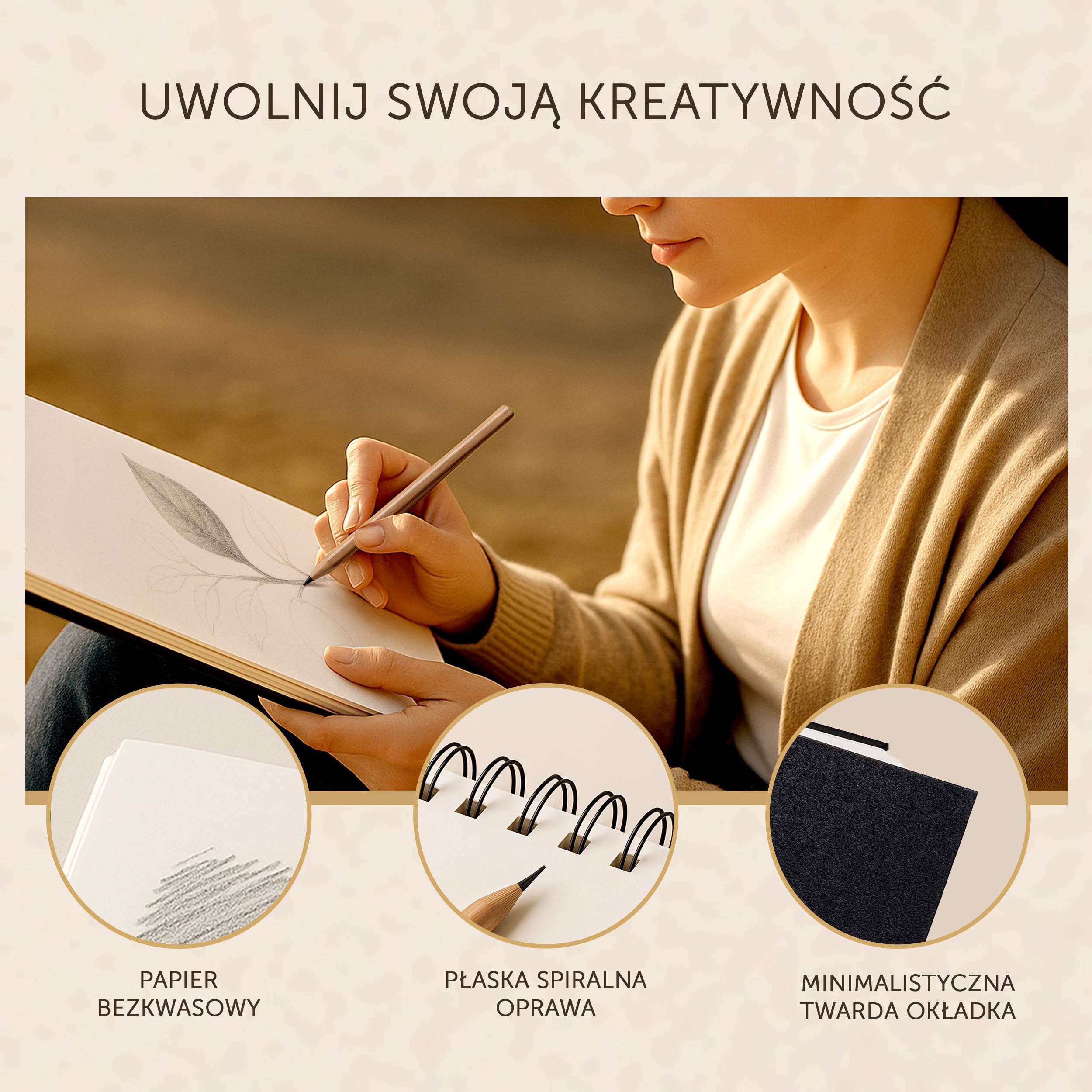 Szkicownik A4 dla artystów – Twarda oprawa – Bardzo gruby papier 200 g/m² – Duży blok do rysowania, książka spiralna dla dzieci – Notes do szkicowania, 40 arkuszy / 80 stron
