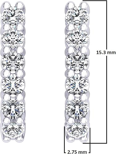 Miniatura 2 de Dazzlingrock Collection - Pendientes de aro redondos de diamantes blancos de 0,85 quilates (0,85 quilates (ctw), disponibles en metal oro de 10 K14 K