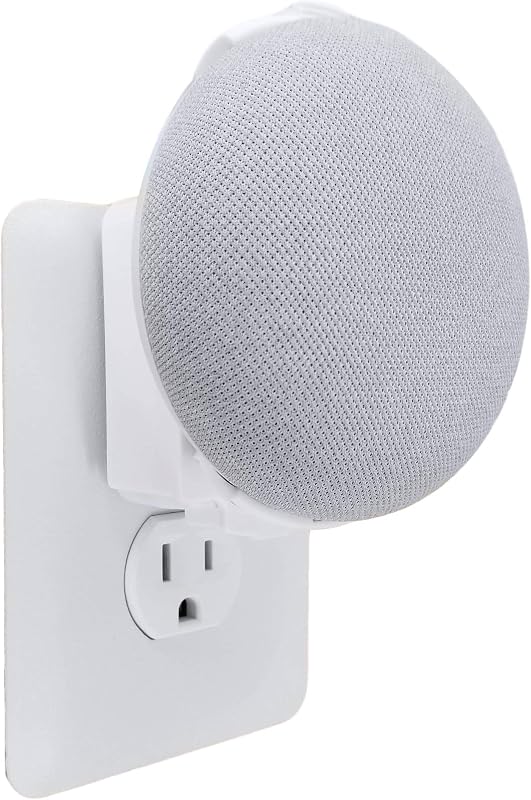 Premium Google Nest Mini Outlet Mount | Fits 2nd Gen (2019) | No Cord Wrapping | White