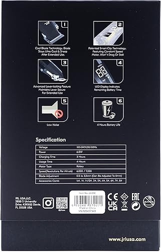 Miniatura 7 de Tienda Series JRL Fresh Fade 2020C - Cortapelos profesionales con tecnología Cool Blade para el aseo de los hombres cortaúñas recargables con