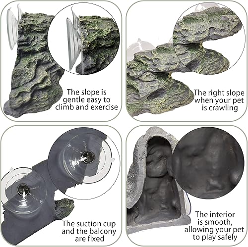 Miniatura 3 de Plataforma de tortuga para reptiles, escalón de resina, adorno de acuario, decoración de paisajismo de roca con ventosas para ranas, tritones,