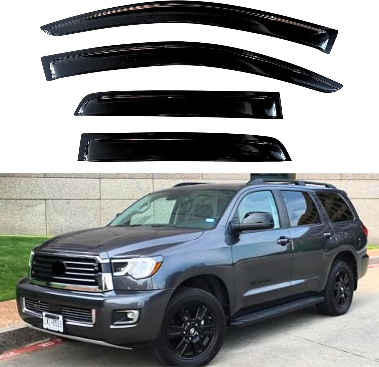 KPY Window Visor for Toyota Sequoia 2008-2022, 4PC Rain Guards