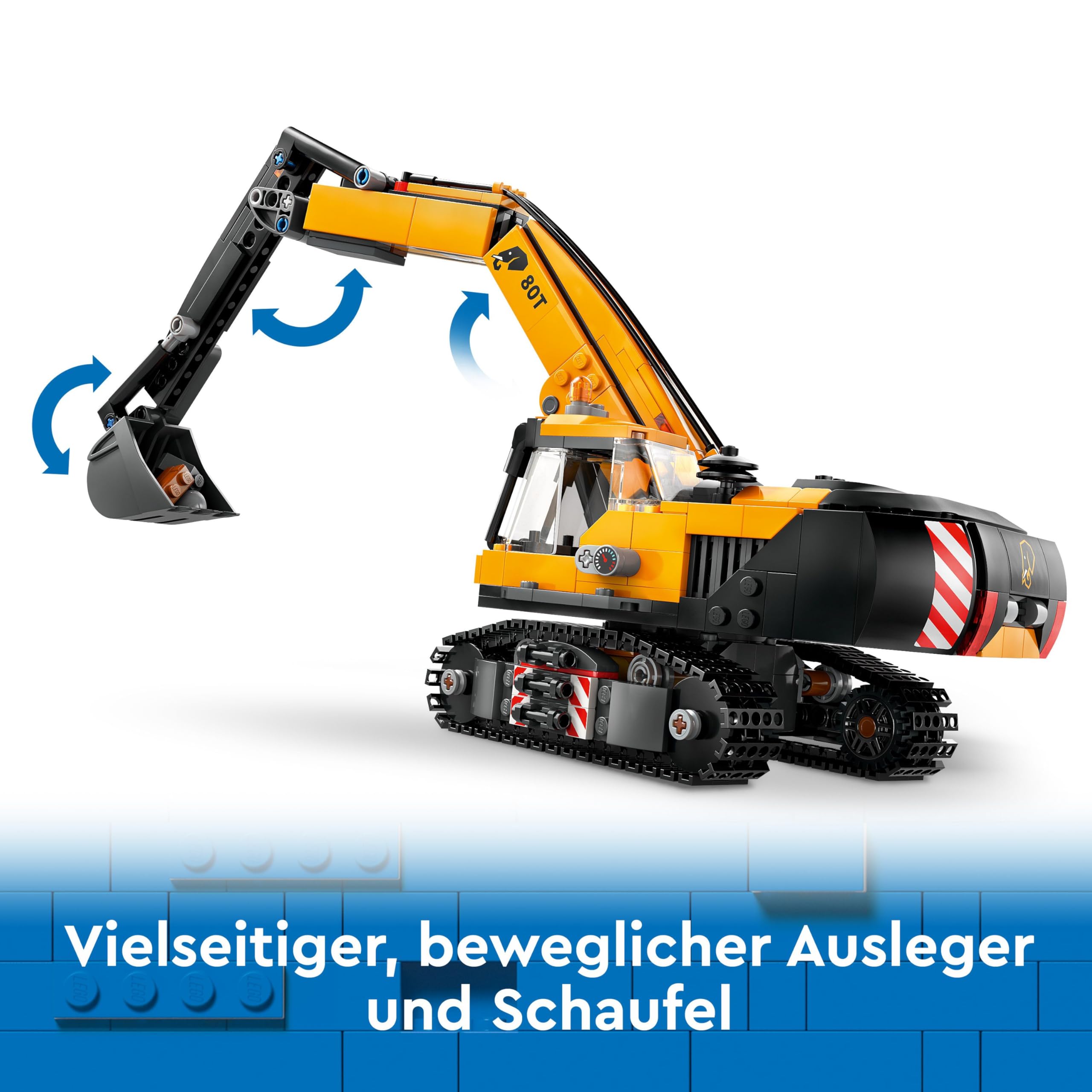 LEGO City Raupenbagger, Spielzeugbagger für Kinder ab 8 Jahren, Bauspielzeug mit Bagger-Modell, baubarer LKW mit Zubehör und 3 Minifiguren 60420