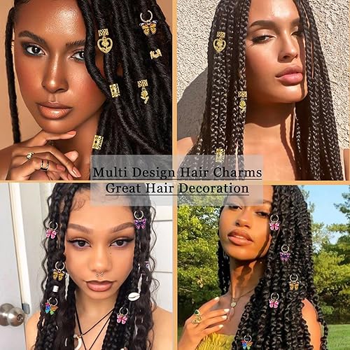 Miniatura 7 de VENOFEN 30 clips de mariposa para trenzas, joyería de cabello dorado para trenzas de flores y primavera, pulseras de mariposas coloridas, accesorios