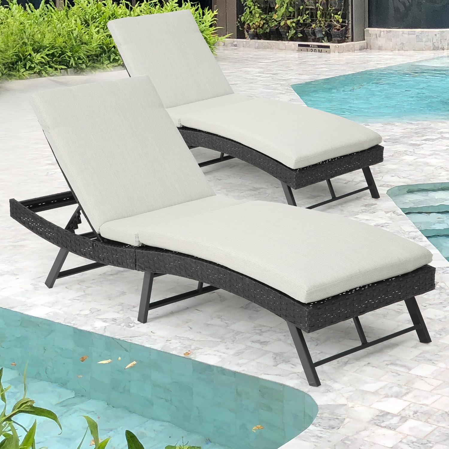 HOMEFUN Chaise Lounge Chair Outdoor Set of 2 Adjustable
