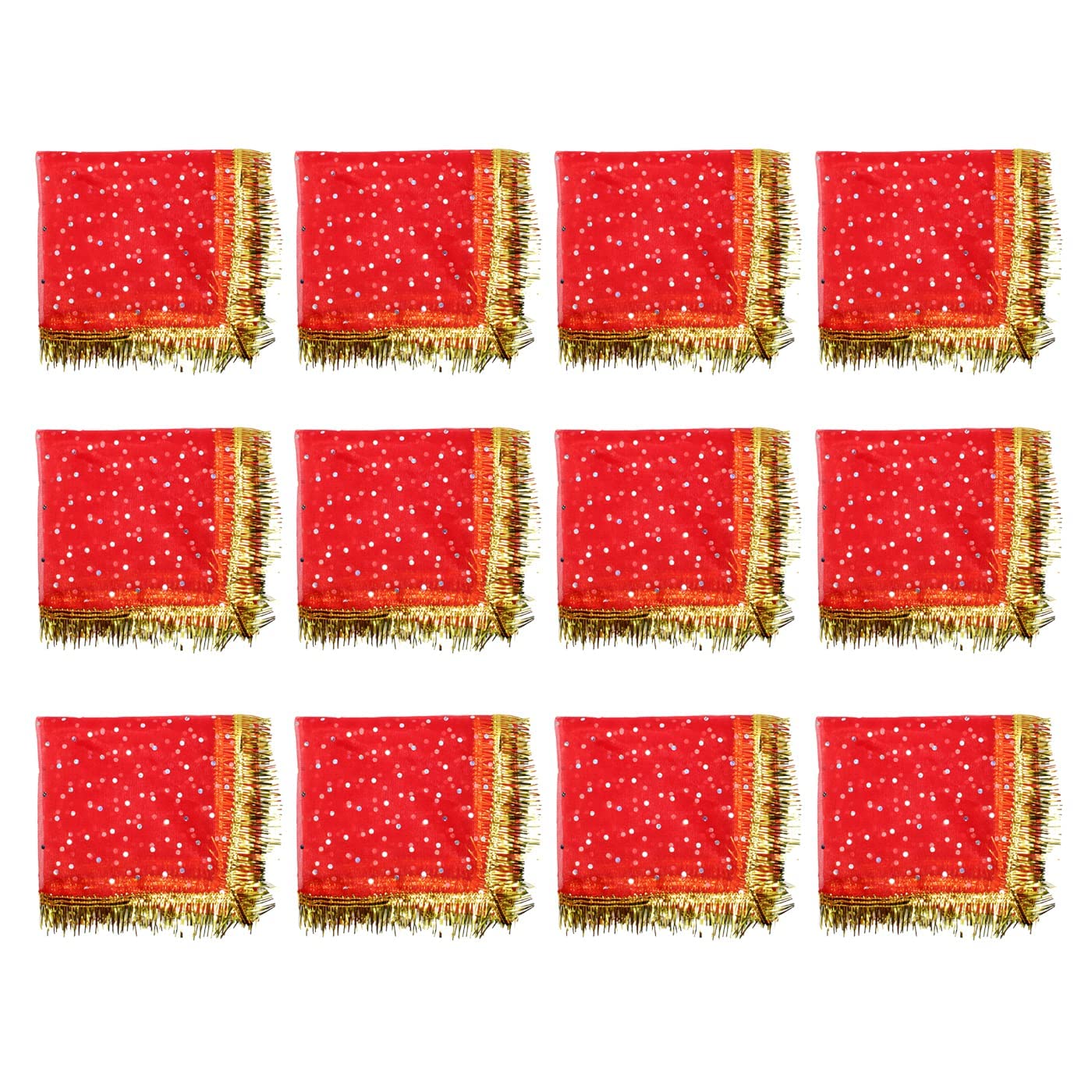 EKAN Navratri Kanjak Poojan Gift Items Dupatta/Chunni Set for Kanya Boys Girls Childrens Set of 12 Pcs Red Pack of 1 (Model-5) - Image 9 thumbnail