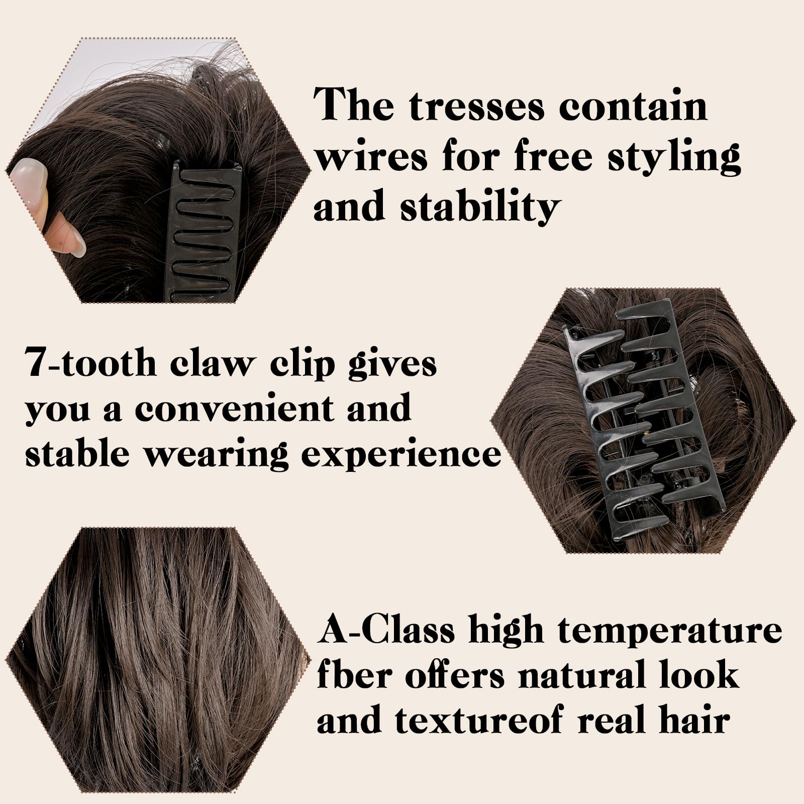 MFDYMYGS Messy Bun Hair Piece Claw Clip, Messy Bun Hair Piece with Bendable Metal - Image 4