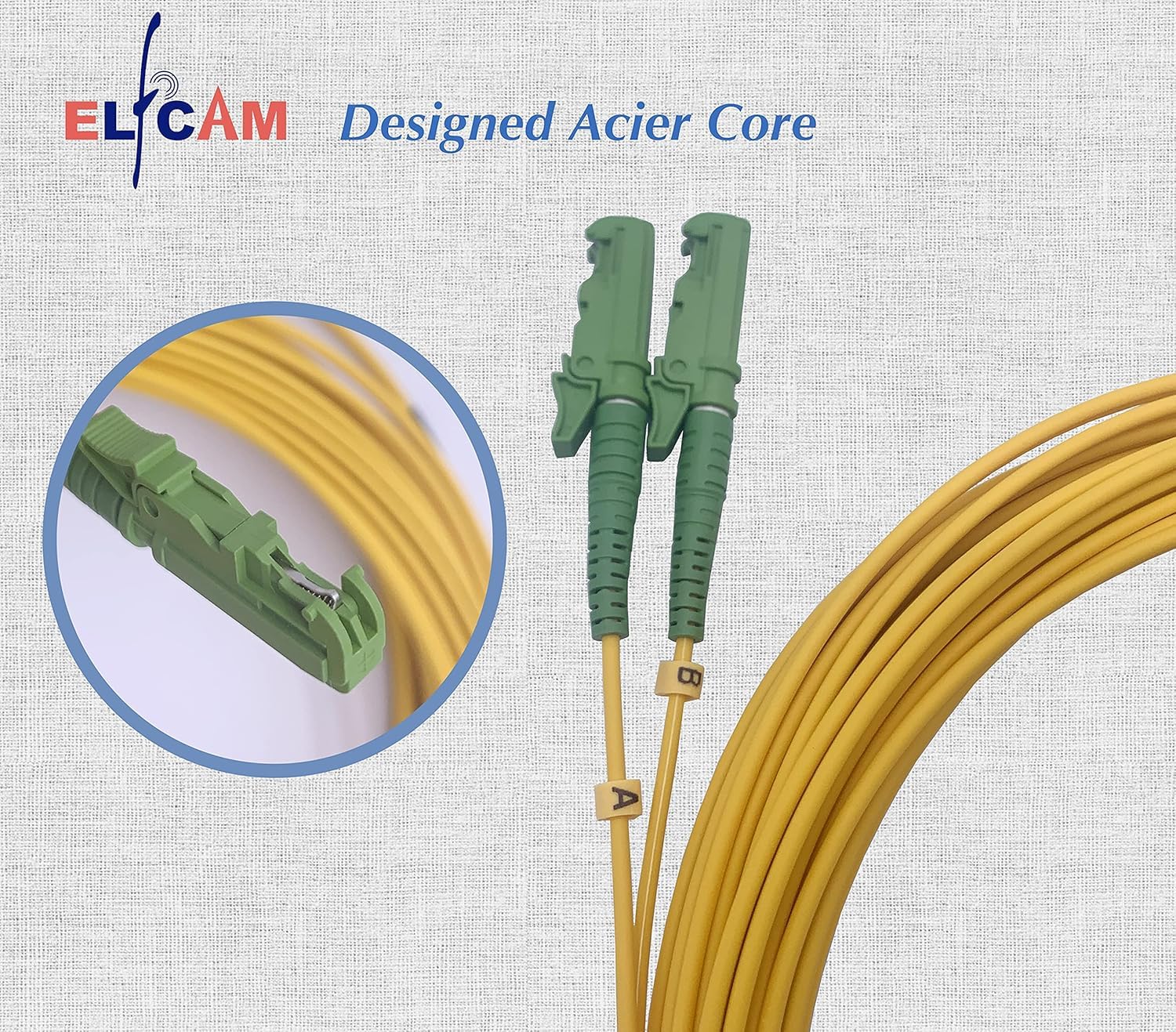 Elfcam® - 30m LWL Glasfaser-Kabel E2000/APC auf LC/APC Stecker, Duplex Singlemode 9/125μm Patchkabel, Lichtwellenleiter LSZH (30M)
