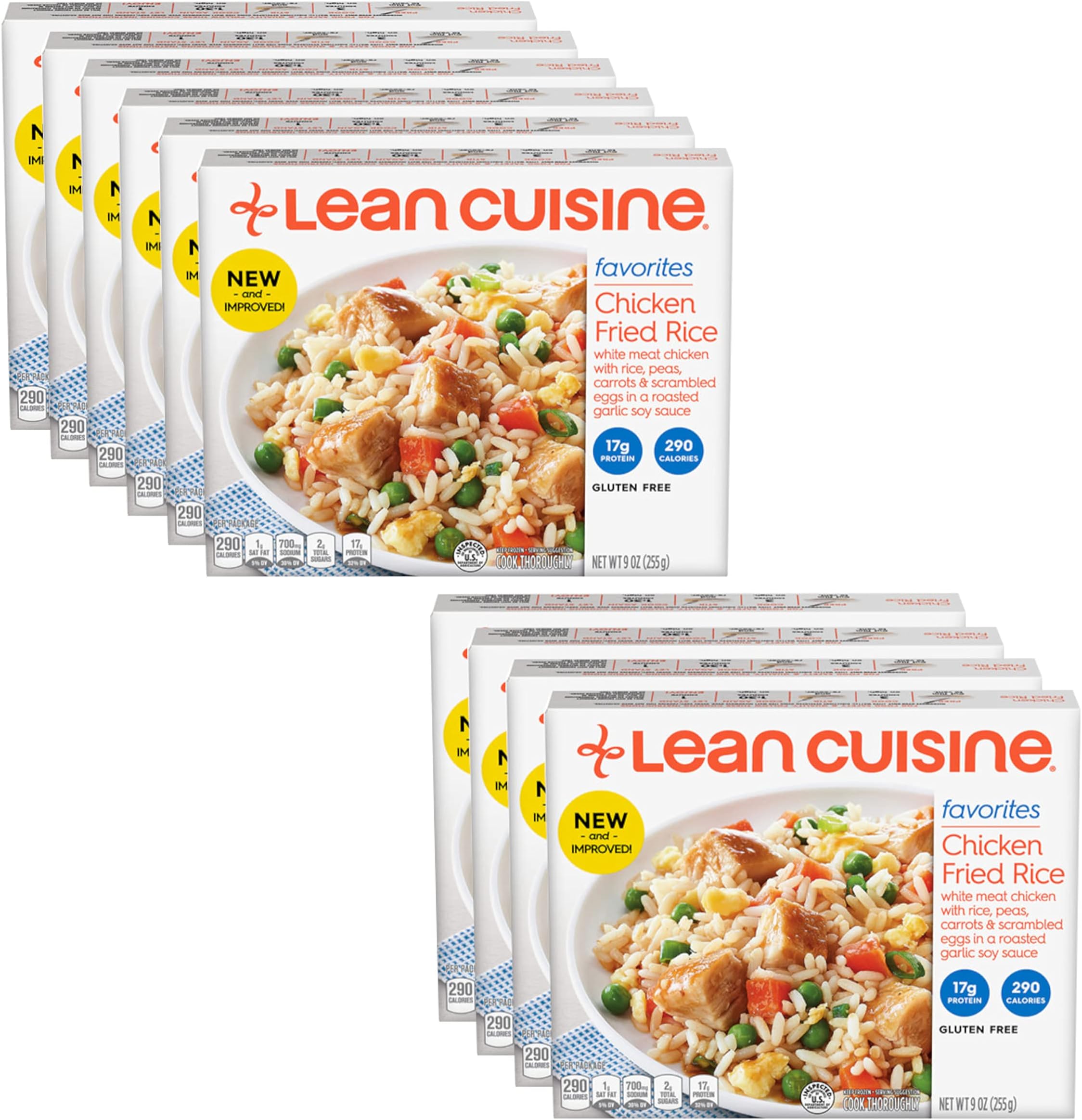 Lean Cuisine Chicken Fried Rice with Peas, Carrots and Scrambled Eggs in a Roasted Garlic Soy Sauce - Gluten Free - 10 Pack (9 oz Each) - Ready Set Gourmet Donate a Meal Program