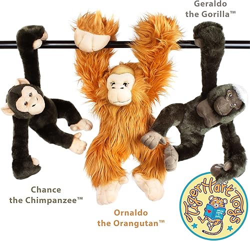 Miniatura 6 de Chance The Chimpanzee - 14 pulgadas (con brazos colgantes extendidos) Mono grande colgante Chimpancé de peluche mono de peluche