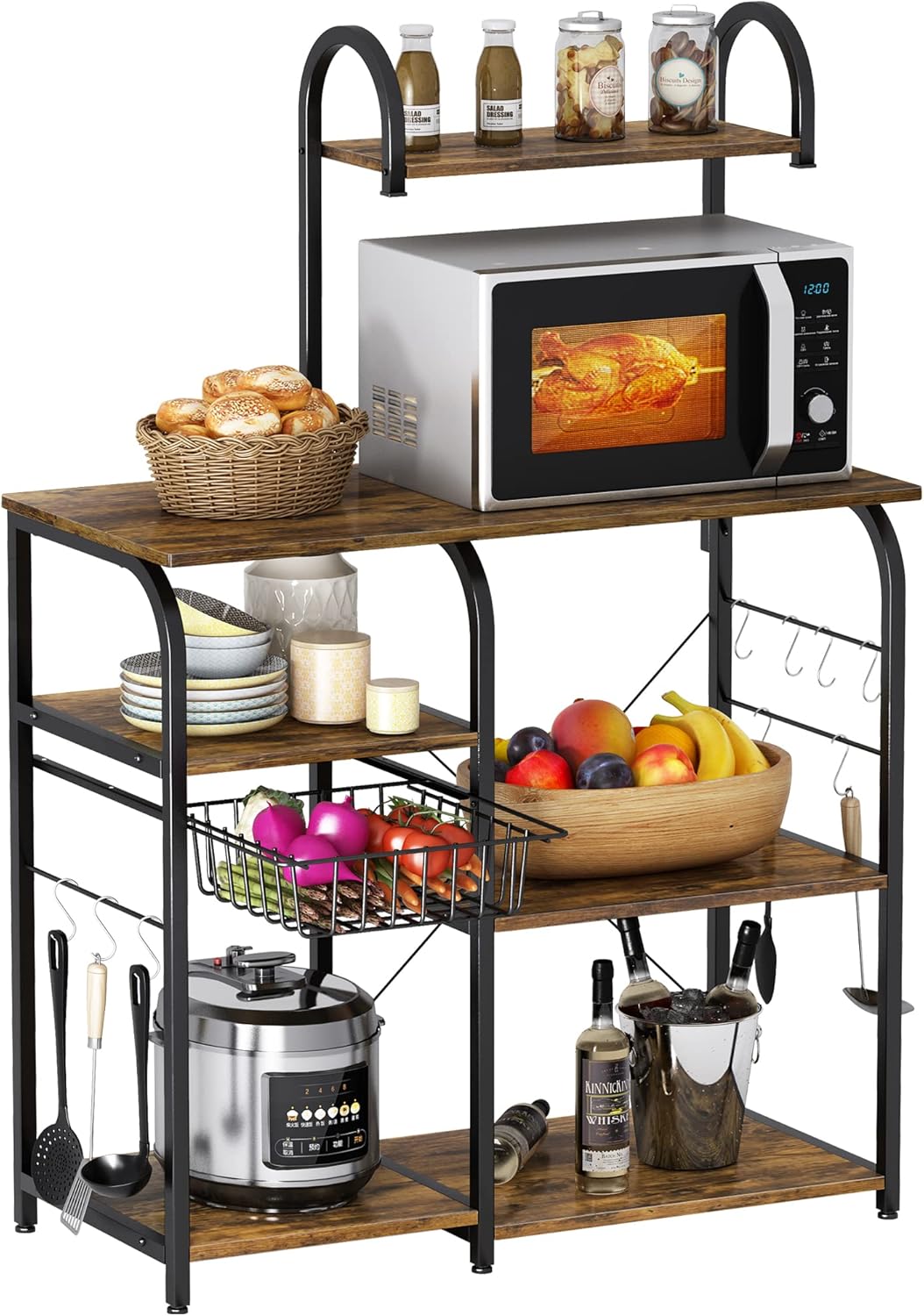 Mr IRONSTONE Kitchen Baker's Rack Utility Storage Shelf 35.5" Microwave Stand 4