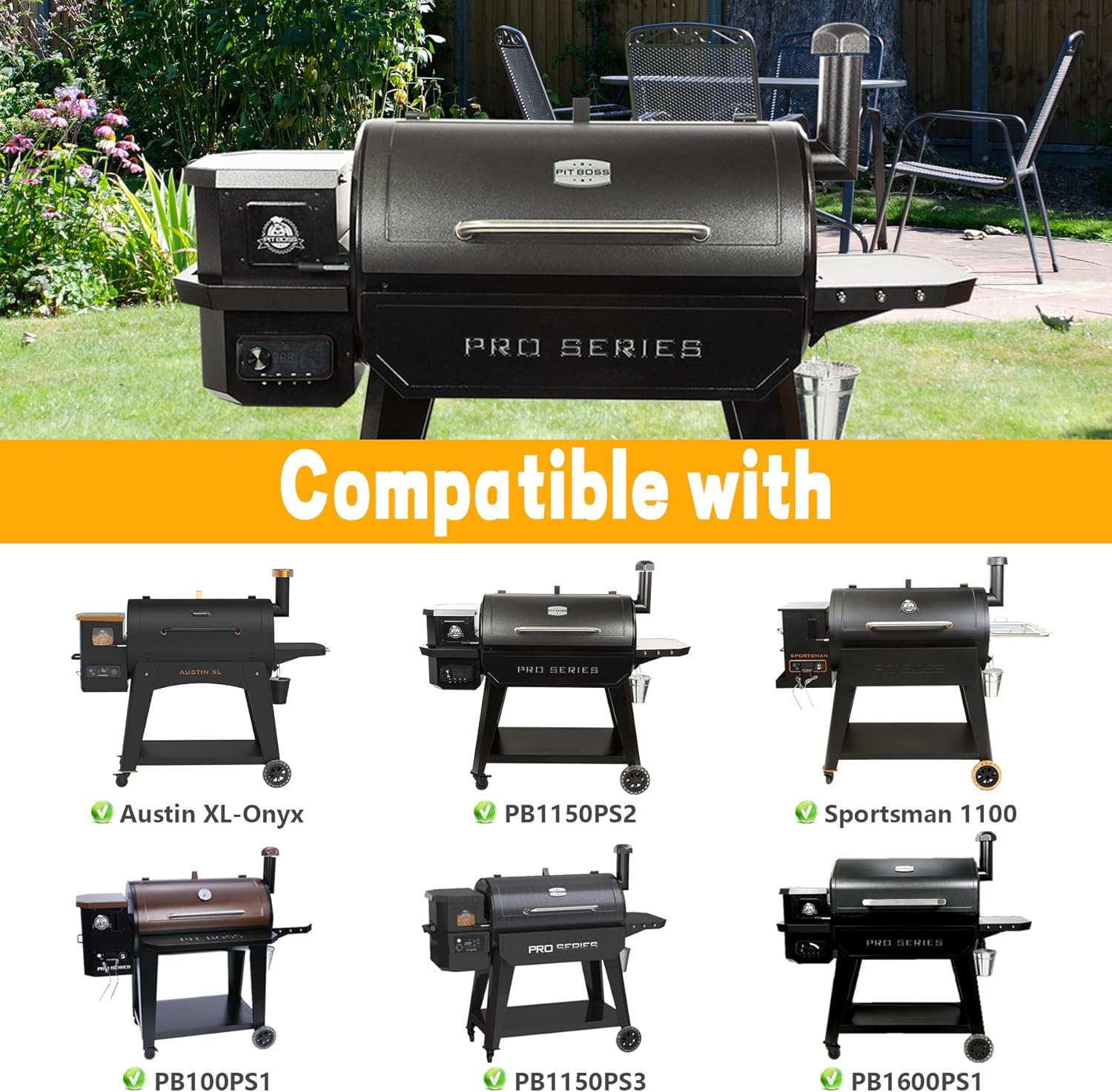 Flame Broiler Kit for Pit Boss Smoker Grill Replacement Parts,Compatible with PB1000, PB1100, PB1150, PB1600 Series and for Pro Series 1100 (PB1100PS1)Pellet Grills,Includes Main Plate and Slide Cover