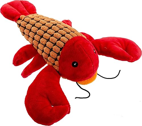 Giftable World Langosta de pana de peluche para mascotas de 9 pulgadas con chirriante y arruga