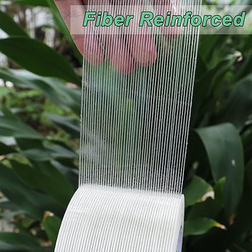 Miniatura 3 de BOMEI PACK Cinta de fleje de 3 pulgadas, cinta de embalaje reforzada con fibra resistente, 60 yardas 5.9 mil, total 120 yardas