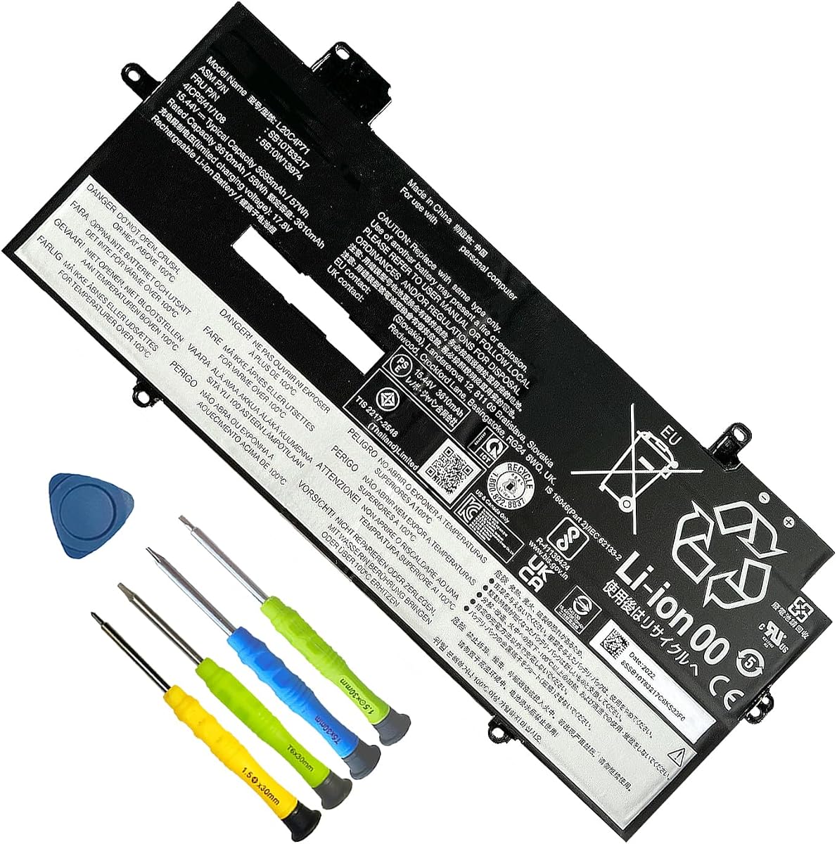 L20C4P71 L20M4P71 Battery for Lenovo ThinkPad X1 Carbon 9th 10th 11th Gen | X1 Yoga 6th 7th 8th Gen 2021 Series SB10T83216 SB10T83217 5B10W13974 5B10W13975 L20L4P71 L20D4P71 15.44V 57Wh 3695mAh