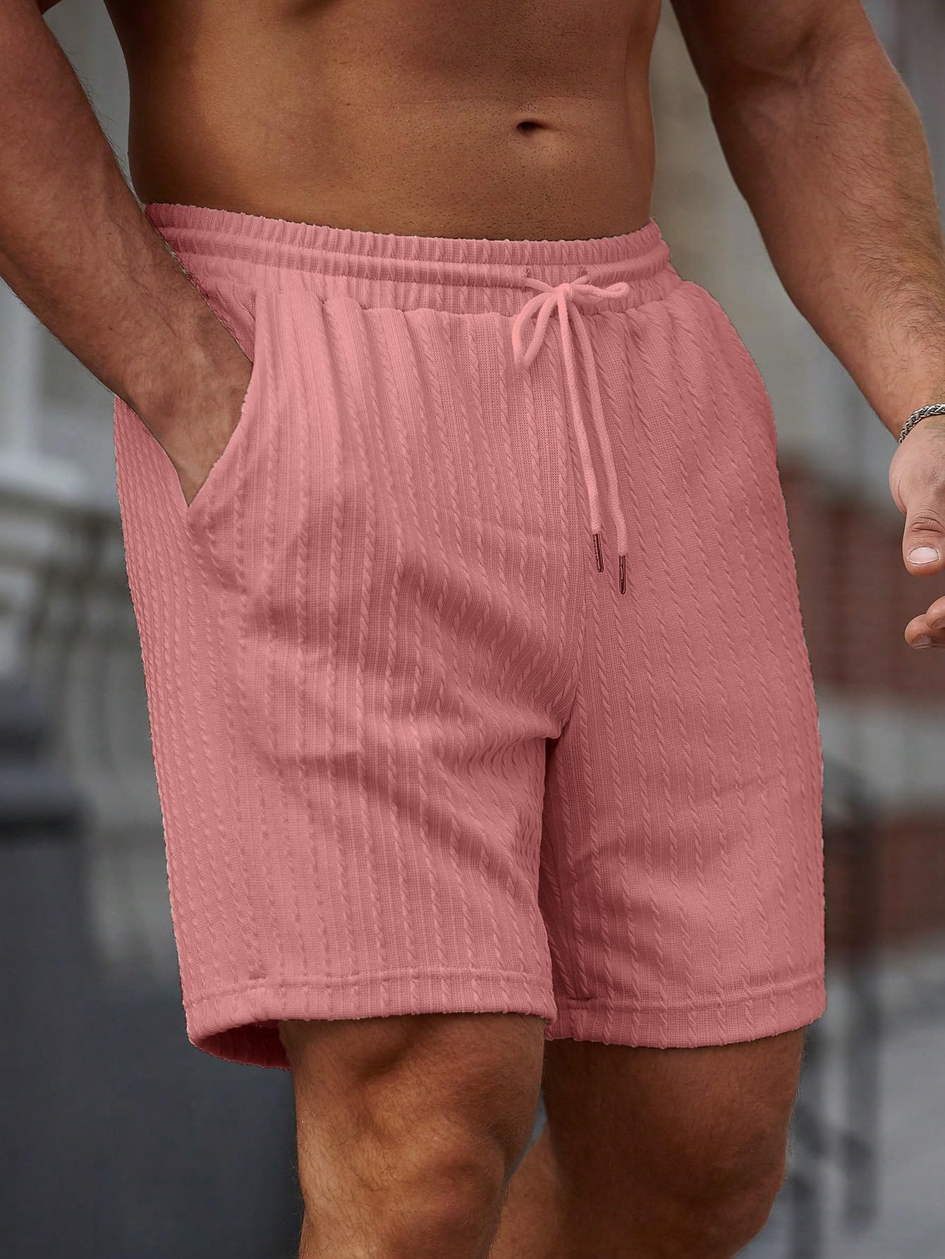 Zilcon Mens Casual Shorts - Cotton Drawstring Summer Beach Stretch Twill Chino Golf Shorts (in, Alpha, XL, Regular, Rose Pink) 1