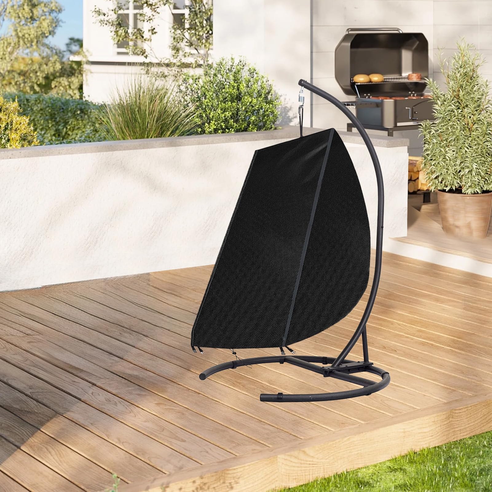 Chaise Lounge Cover, Waterproof Outdoor Furniture Covers, Oxford Cloth, Silver Coating, Patio Sofa Protector, Winter Guard for Sun, Beach, Terrace, Lawn, Deck, Porch Use, 155x65x95cm