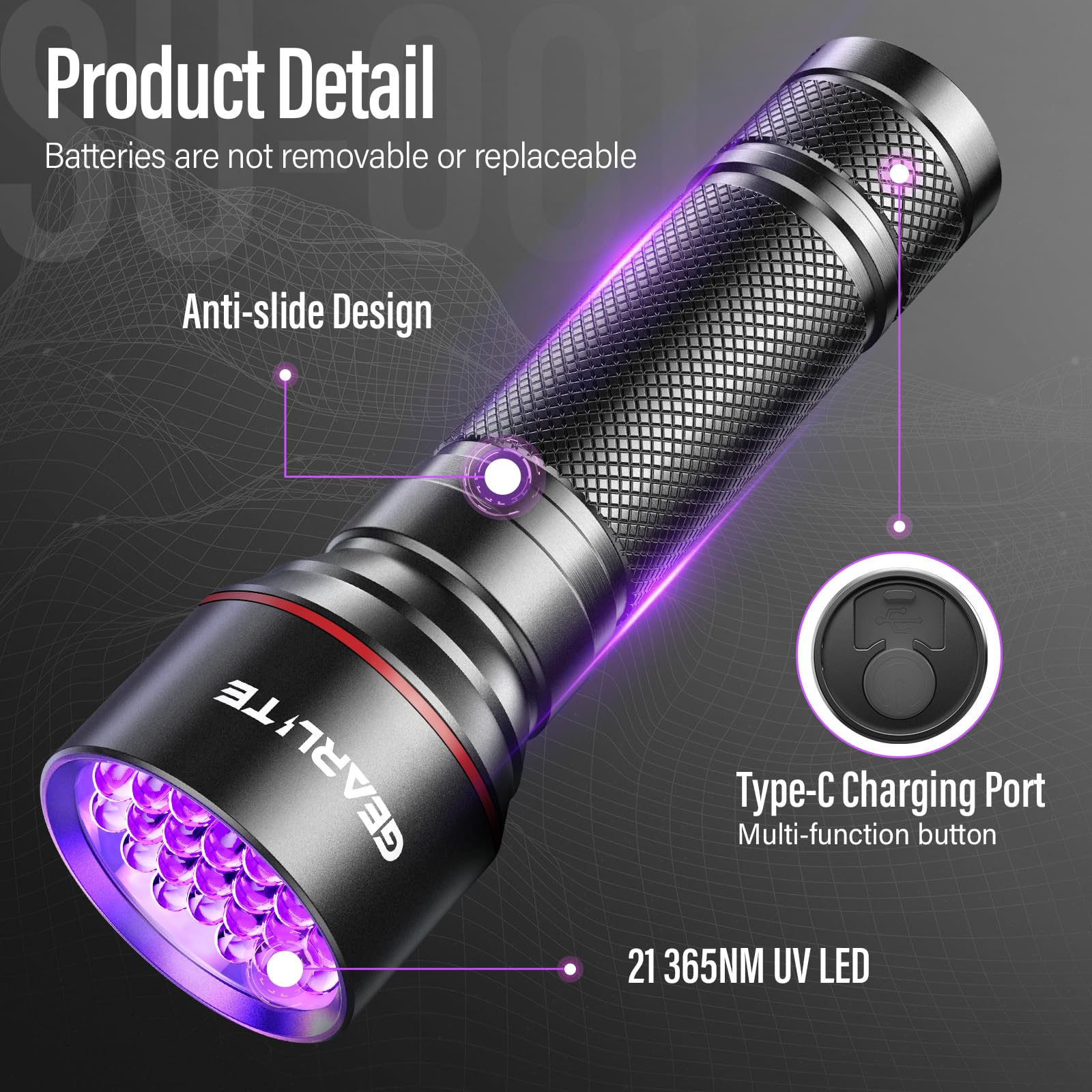 LIAISIMI Torcia UV, Luce Nera 395nm Ultravioletta con Pinza, Mini Lampada Ultravioletti per Pesca, Rilevatore di Urina, Torcia impermeabile a LED da 13 cm (2 pack-Batterie non incluse