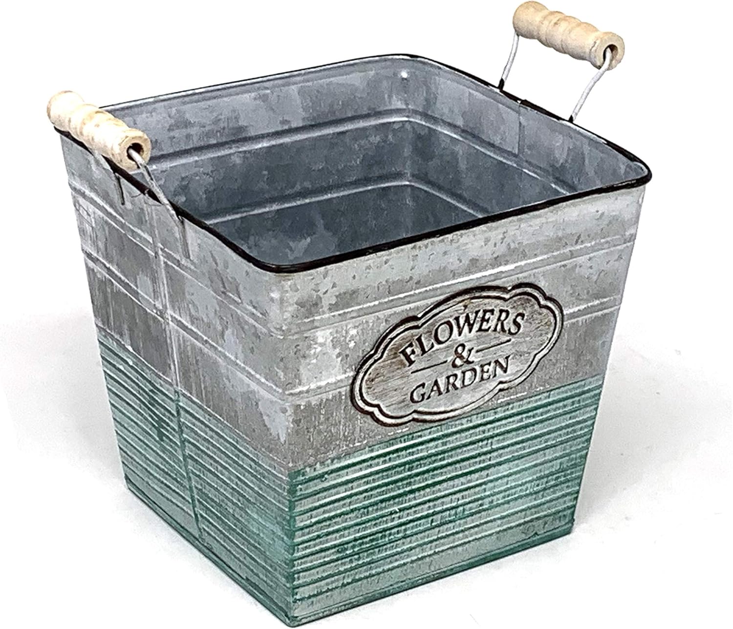 allgala Galvanized Planter Pot Indoor and Outdoor Decoration-Square-7-HD88305