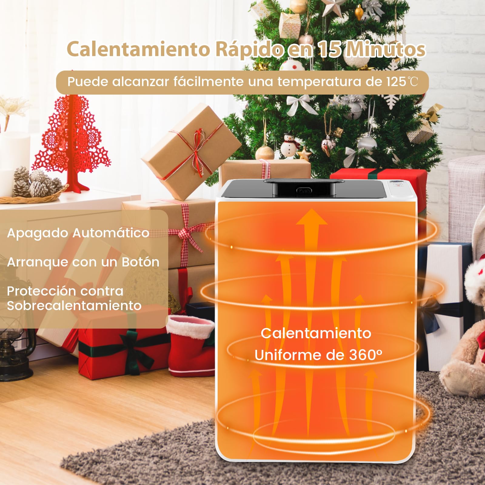 COSTWAY 23L Calentador de Toallas, Temporizador de Calefaccion de 0-90 min Apagado Automático y Pantalla LED, Cubo Calentador para Toallas hasta 125℃, 32 x 28 x 44 cm