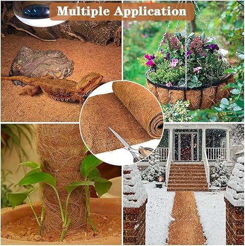 Vista 6 de Coco Liner Roll, 40 x 12 Inch Natural Coconut Liners Reusable Coco Fiber Mat, Coir Liner Sheets for Garden Decoration, Animal pet pad, Reptile