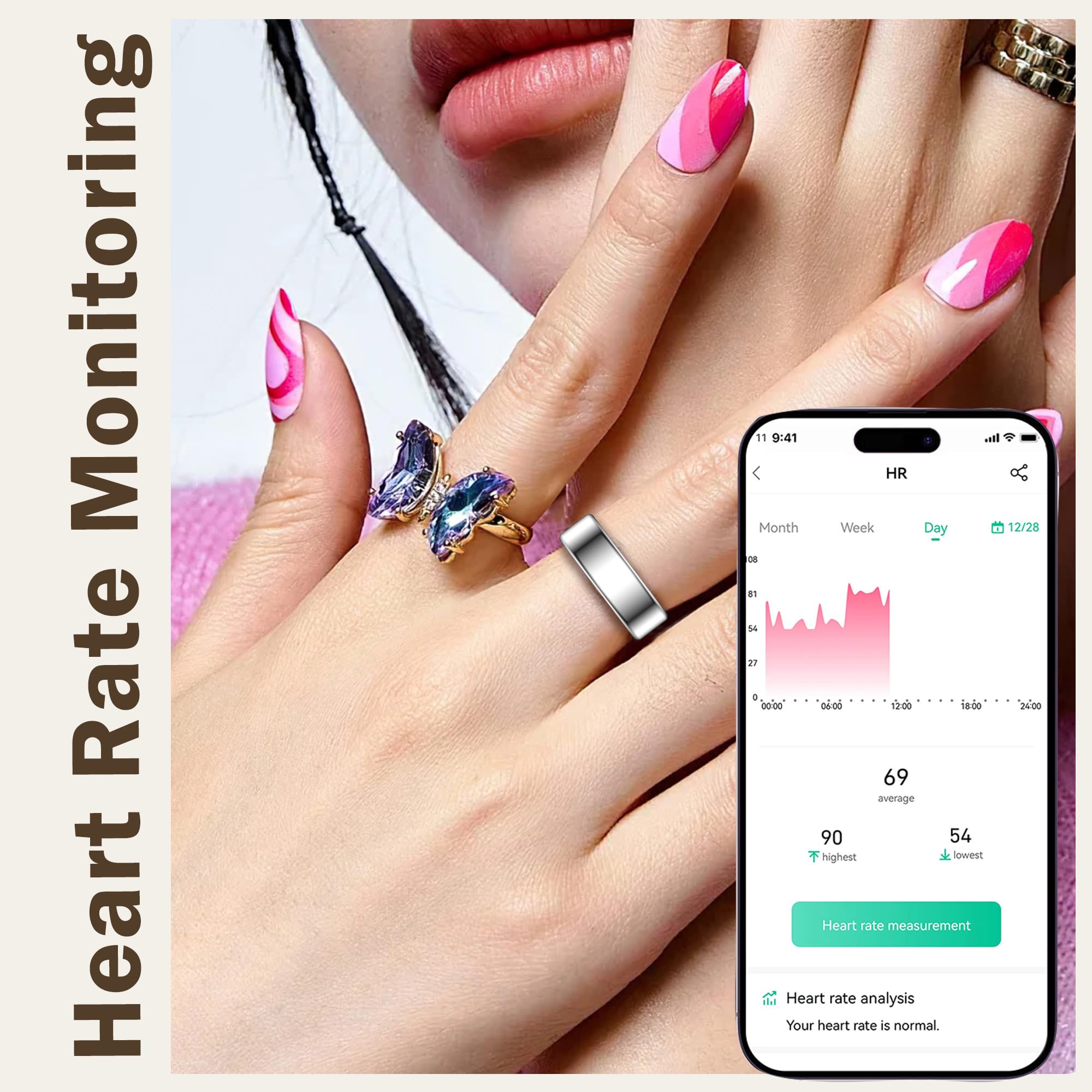 Anello intelligente per uomo donna anelli di salute frequenza cardiaca monitoraggio del sonno contapassi contapassi anello sportivo anello fitness tracker alla moda con custodia di ricarica anelli