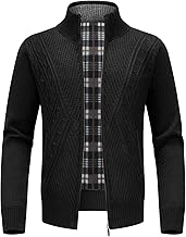 KUDORO Cardigan Gilet Homme Pull Homme Veste en Maille Chandail Homme Zippé Chaud Slim Fit Épais avec Col Montant Tricot Décontractée Polaire Men Sweater Mode Vest