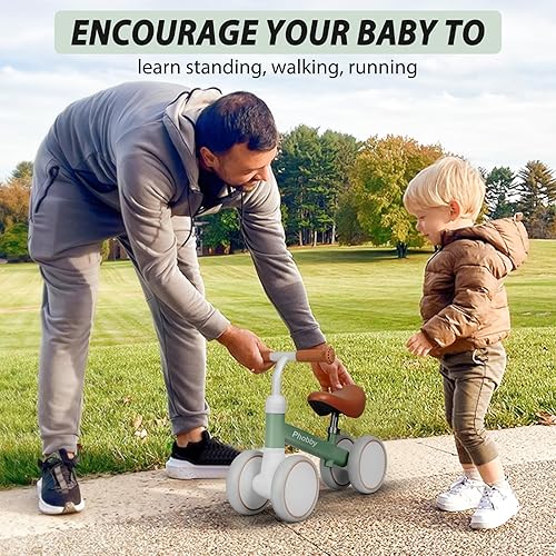 Miniatura 5 de Bicicleta de equilibrio para bebés de 1, 2, 3 años, bicicleta de 4 ruedas con asiento ajustable, regalo de juguete de primer cumpleaños para niños