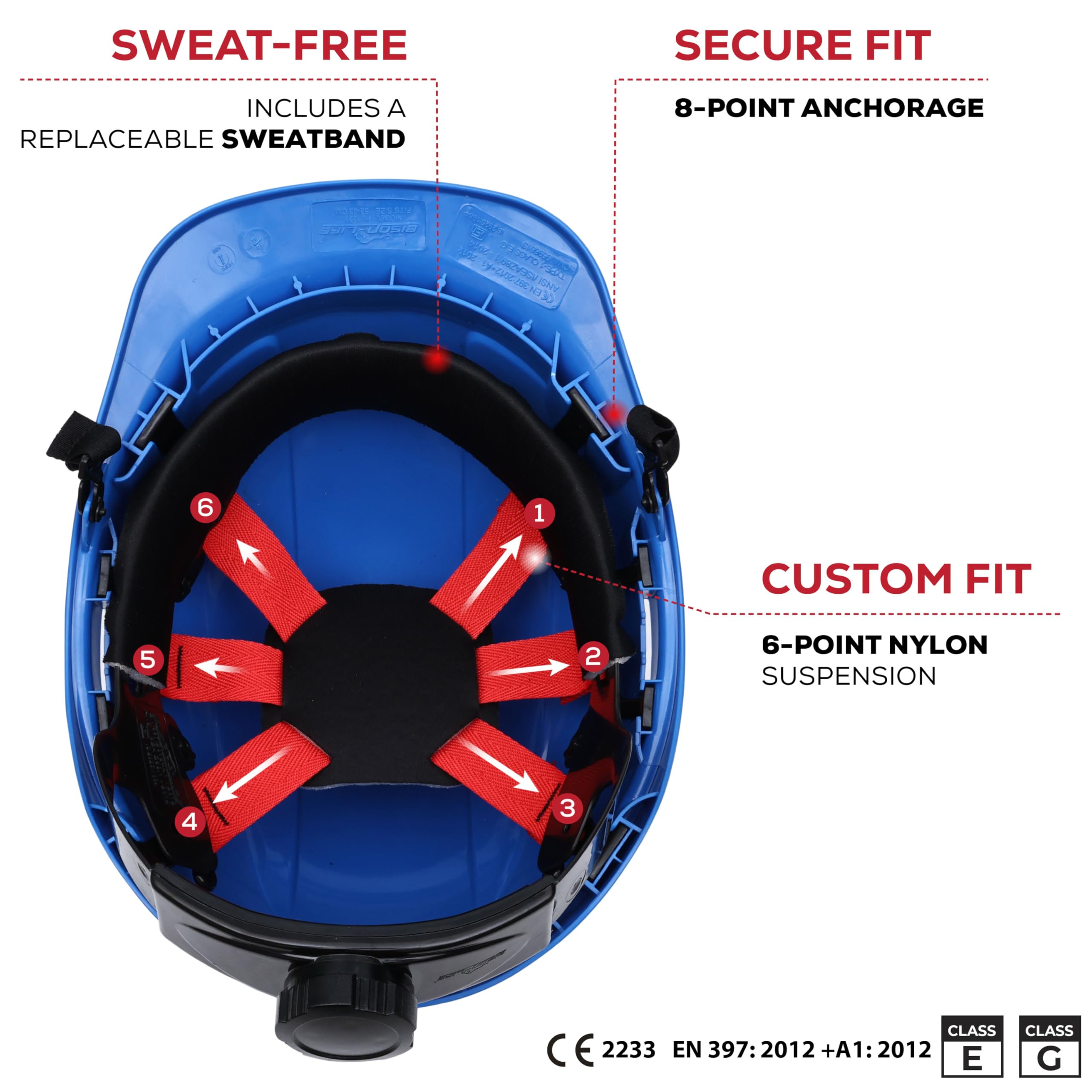 Bison Life TorShell - Casco di sicurezza in ABS, con imbracatura in nylon e cricchetto, protezione leggera per la testa, per costruzione, estrazione mineraria e manutenzione