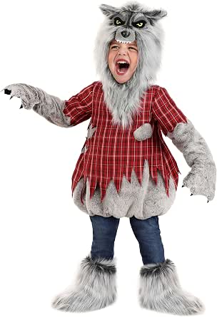 Infant Werewolf Costume - Lil Howler Baby Wolf Bubble Suit With Hood & Booties For Halloween