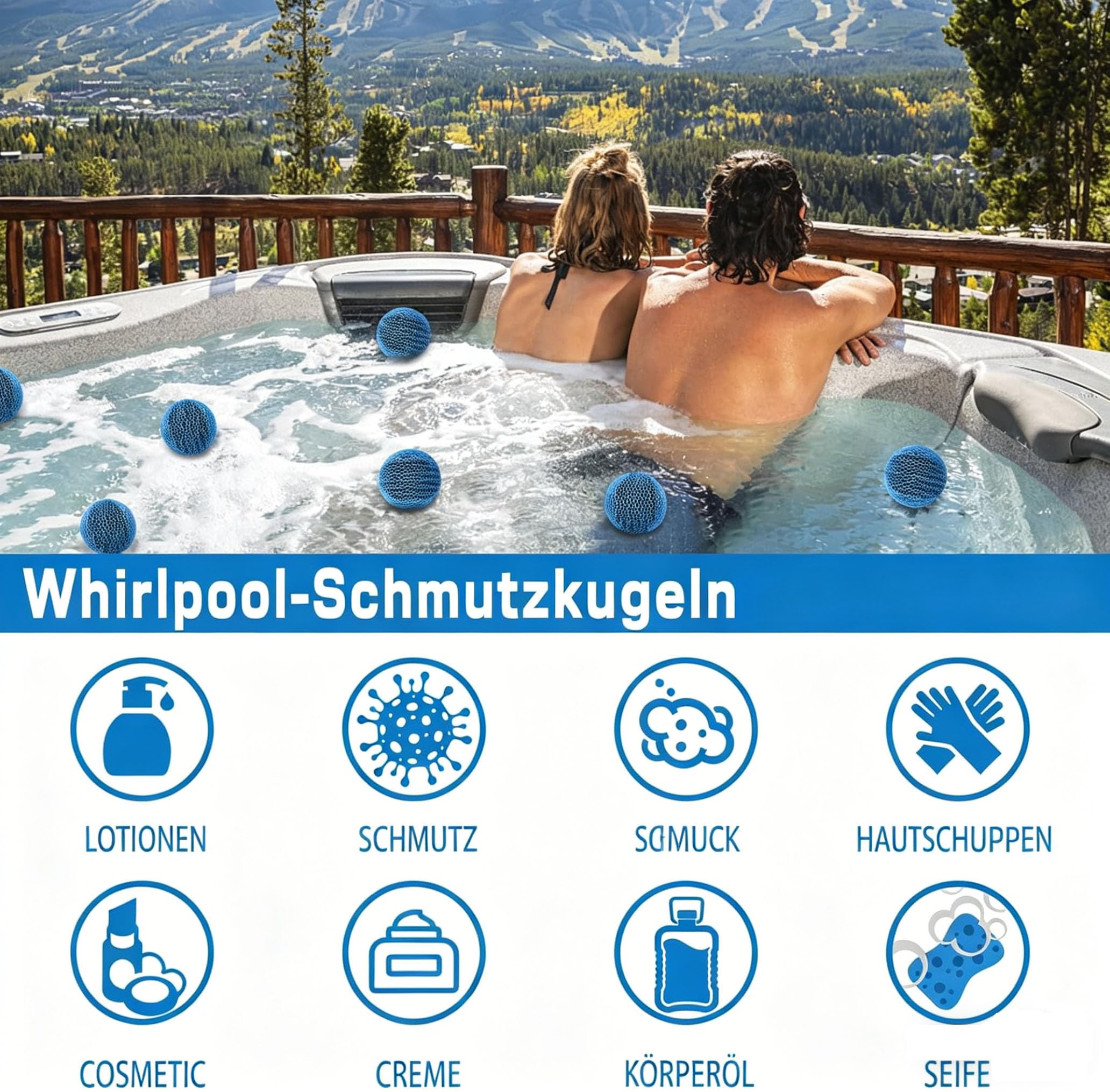 4 Stück Hot Tub Pool Scum Absorber, 7cm Wiederverwendbarer Schaum zur Beseitigung von Schwammbällen, Poolschwamm Ölabsorber- Whirlpool-Schaumreiniger für Schwimmbäder Pool Klar