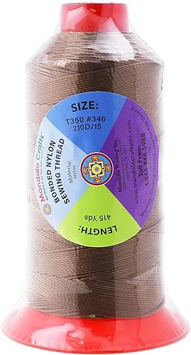 Miniatura 1064 de Mandala Crafts Hilos de coser resistentes de nailon consolidado, hilo para tejer jeans de cuero, hilos de tapicería marina al aire libre, Beige