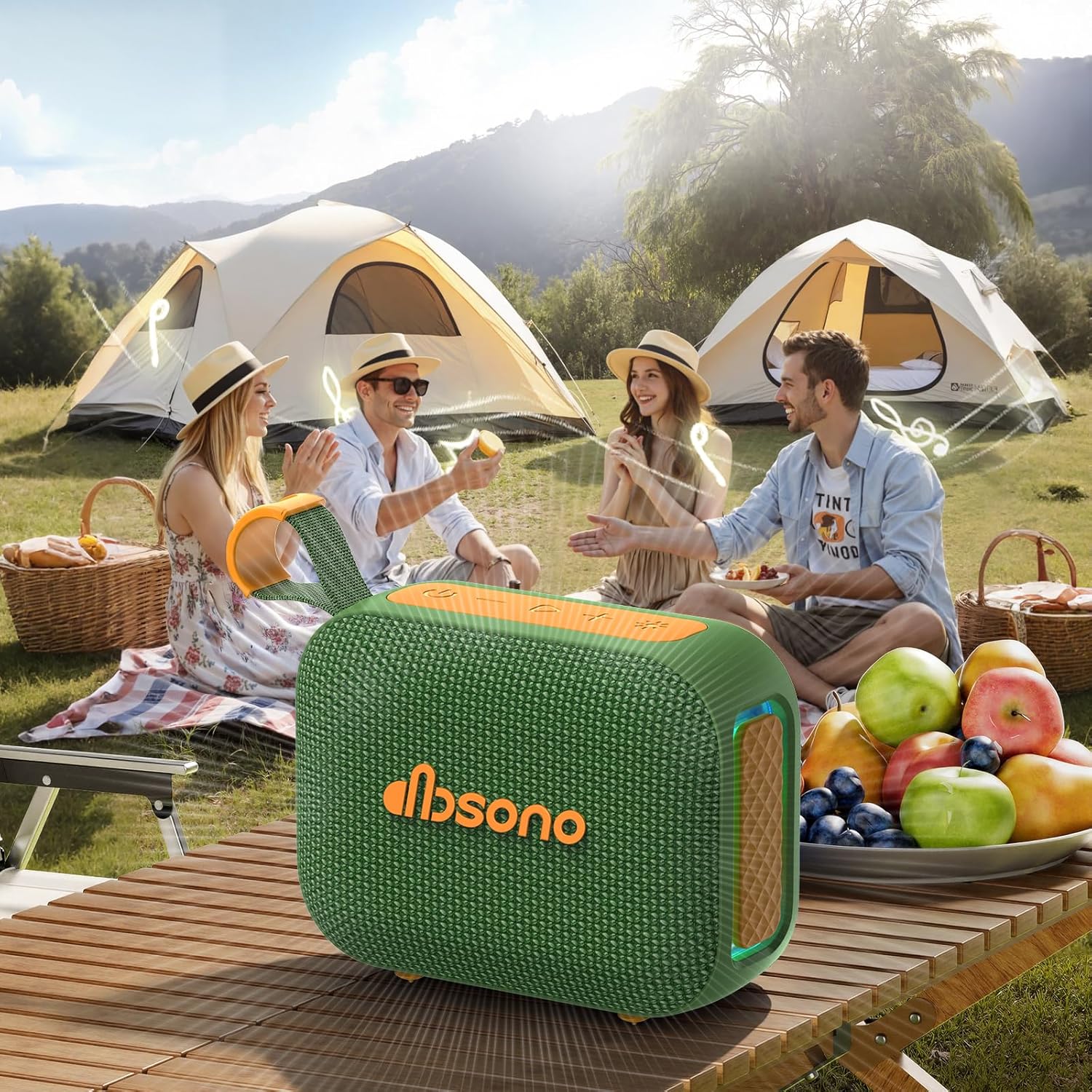 Portable Bluetooth Speaker Waterproof Gift: IPX5 HD Sound Up to 24H Playtime, TWS Pairing, Wireless Speakers with Lights, Travel Essentials Birthday Gifts for Men Women Boys Girls-Dark Green - Image 8