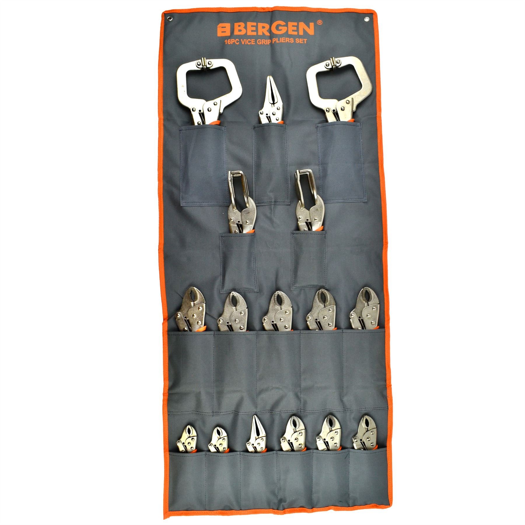 Ab Tools Silver 16Pc Vice Grip Locking Wrench Plier Mole Grip Round Nose Welding Clamp At068