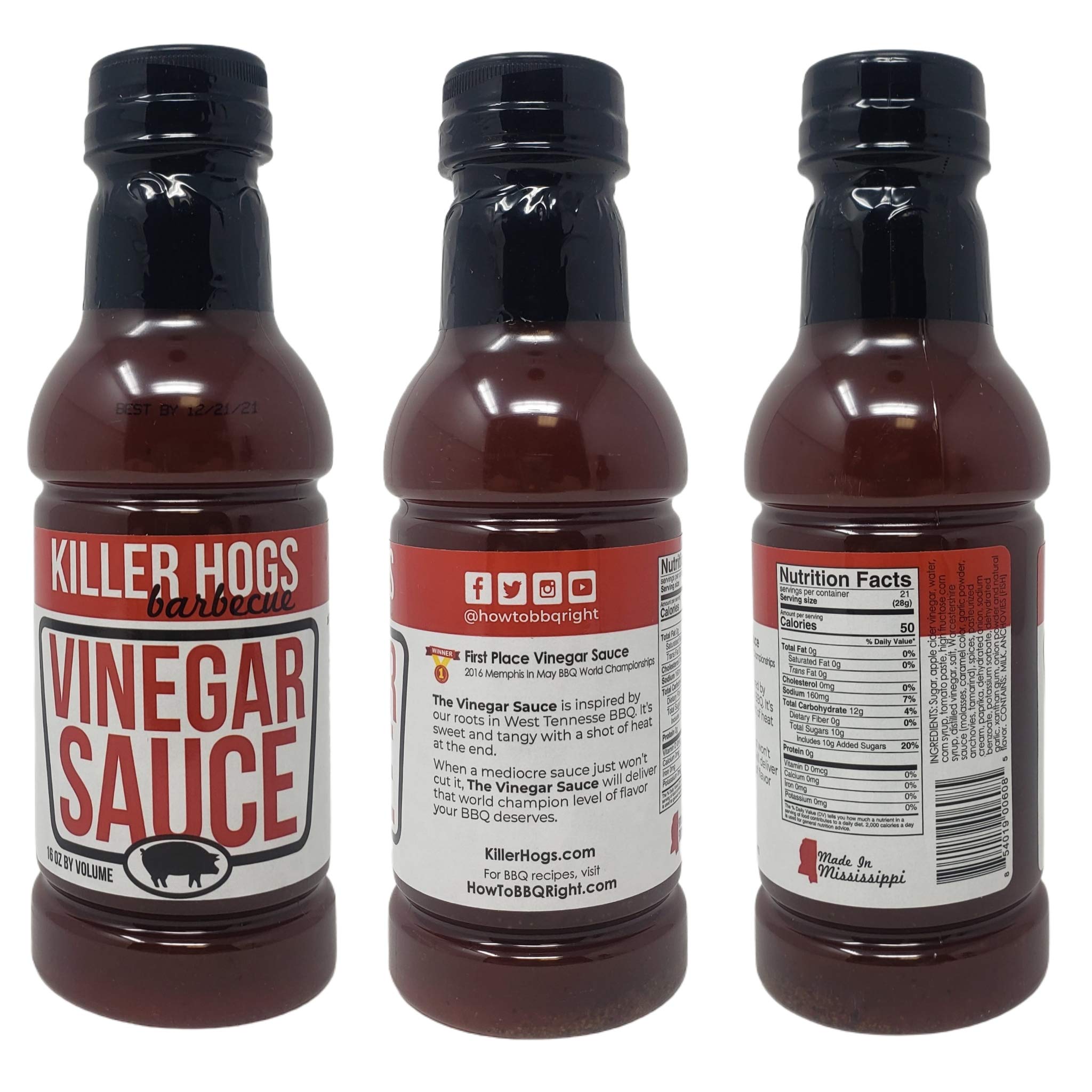 Killer Hogs Barbecue Ultimate Sampler BBQ Sauce, Vinegar Sauce, Hot