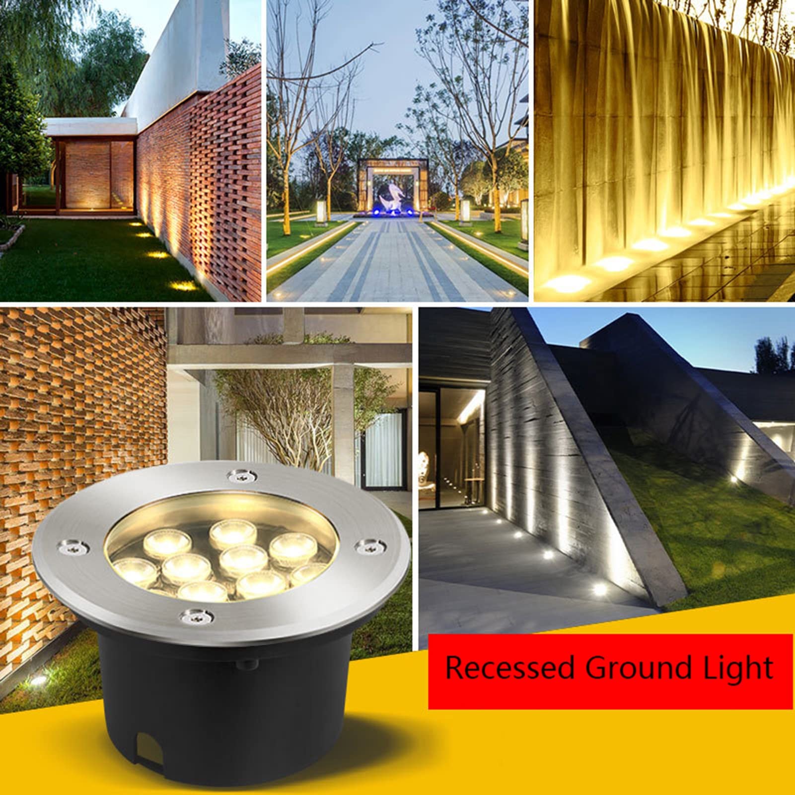 Lampy LED do zabudowy na zewnątrz, IP66, wodoszczelne, do ogrodu, chodników, tarasów, AC 85-265 V