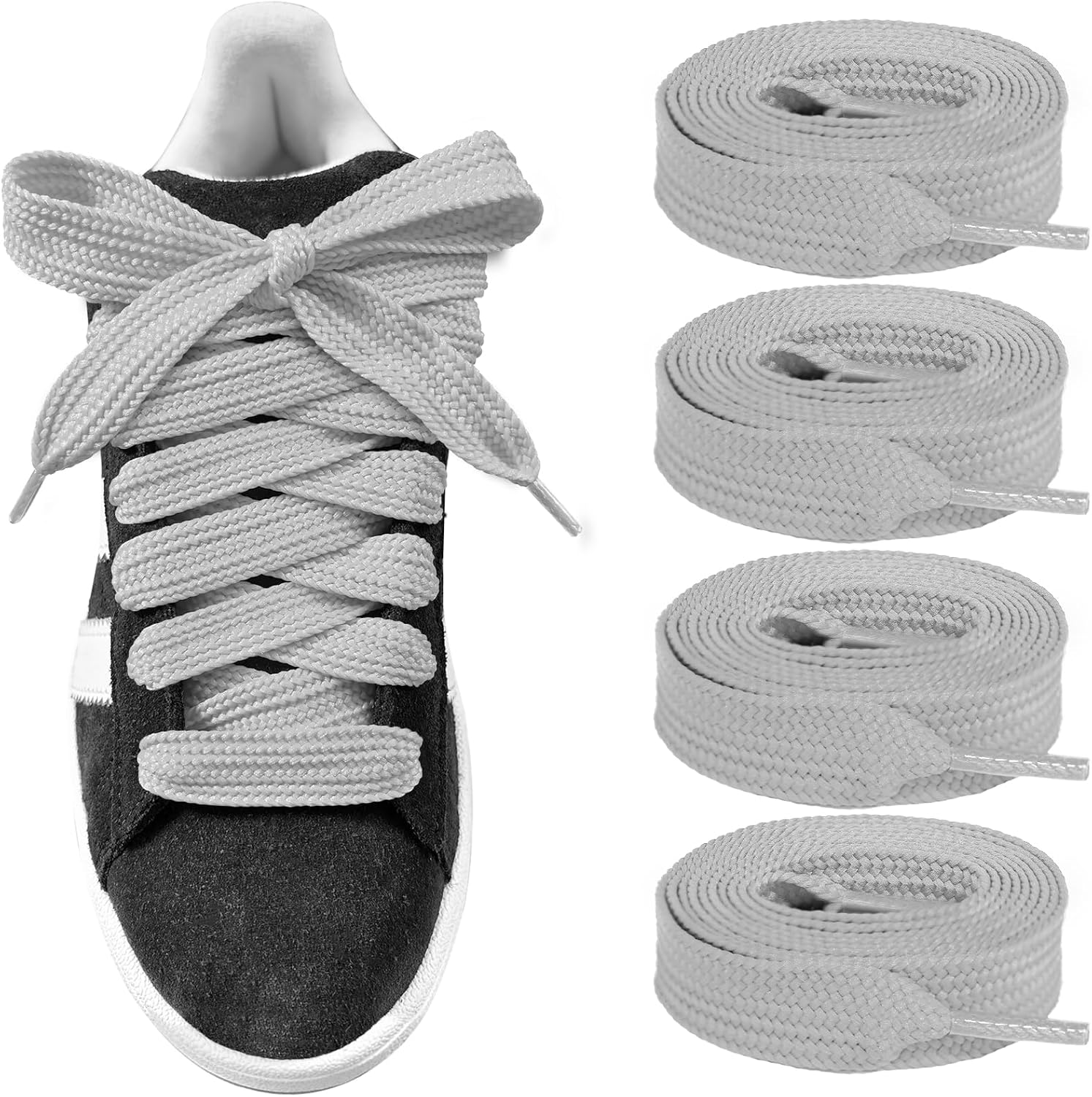 UamGlsob 2 Pairs Fat Shoelaces for Campus 00s Sneakers | 5/8"(16mm) Wide, Polyester, Flat Thick Athletic Chunky Shoe Strings Replacement Laces, Retro Style
