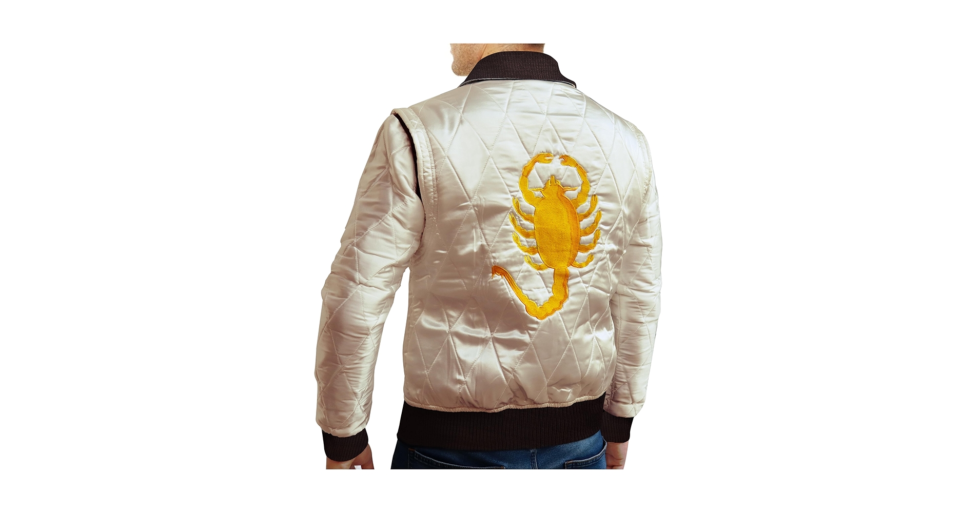 Premium Quality Satin Fabric Quilted Jacket - Golden