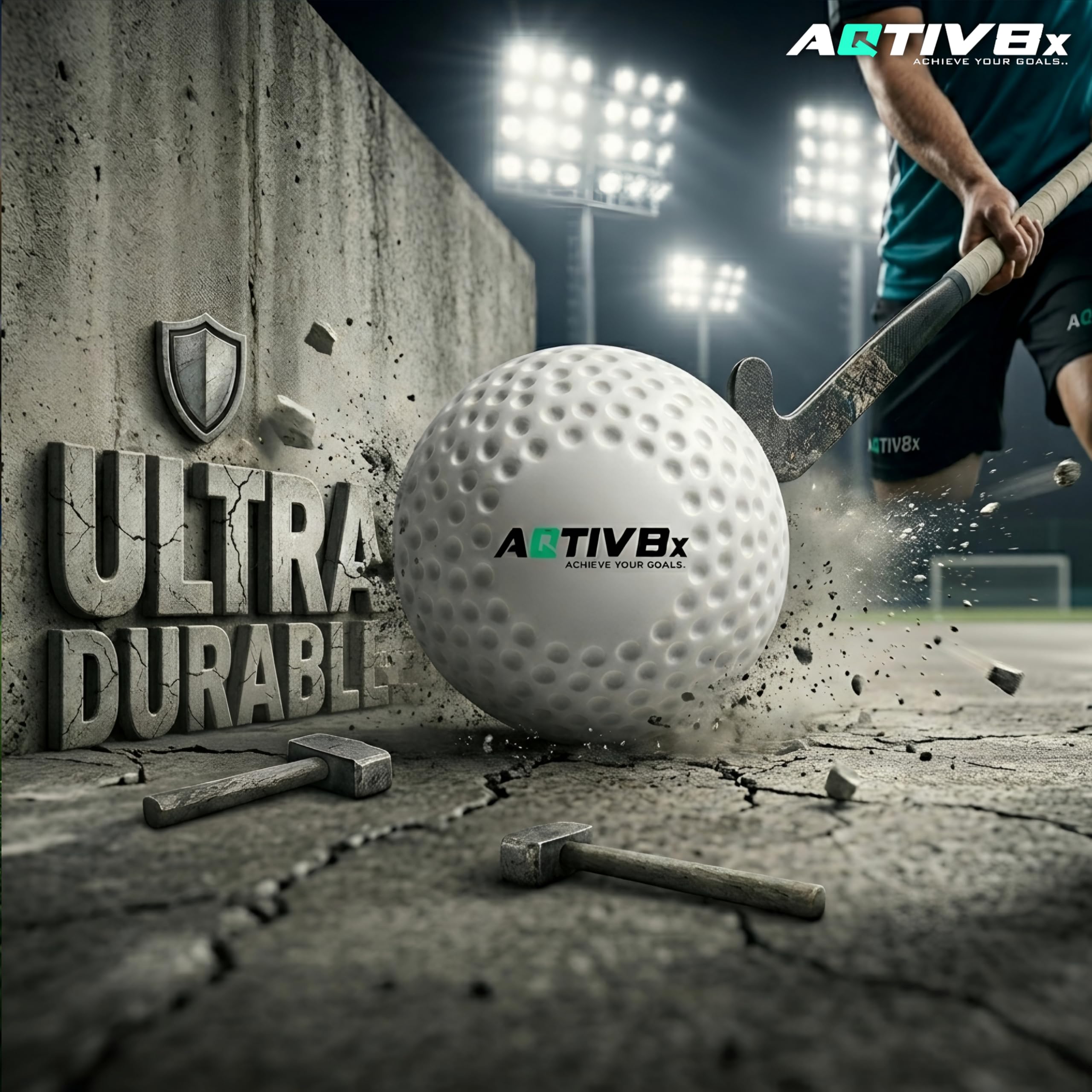 AQTIV8x Hockey Balls, PVC Practice Turf Cricket Practice White Balls, Cricket Training Ball (Pack of 2)