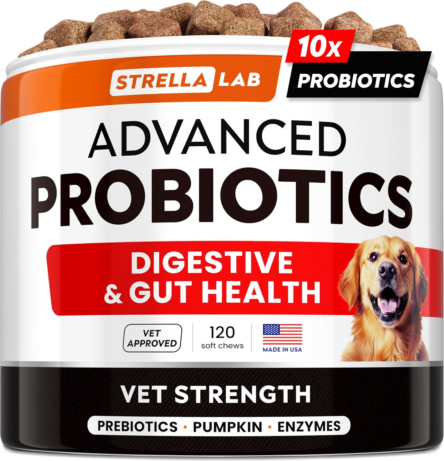 Vet Strength Dog Probiotics Chews with Pumpkin
