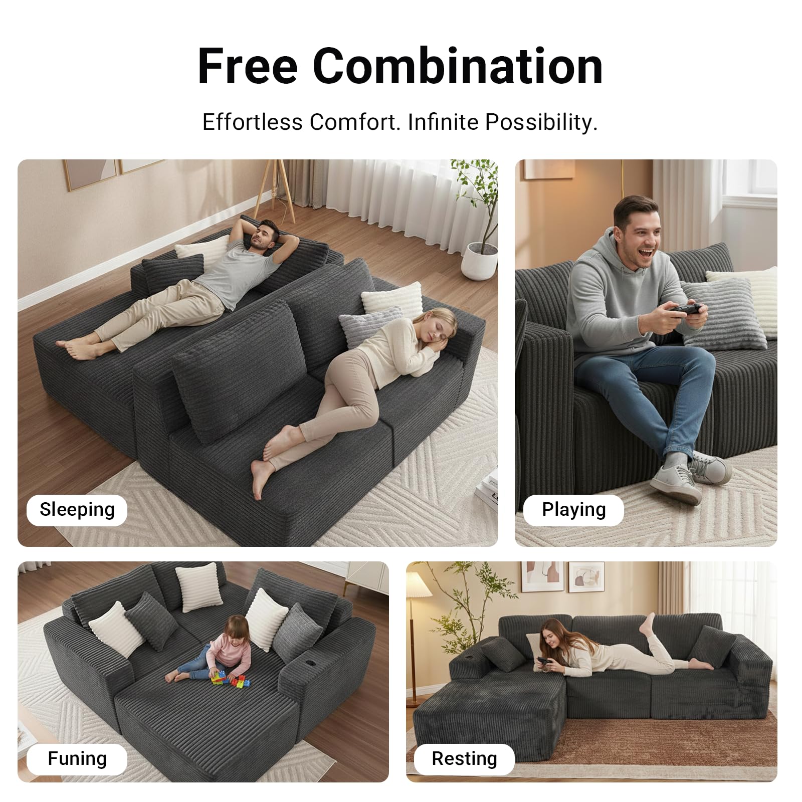 Amazon｜COZI 109インチ 3人掛け l字ソファー モジュラーソファ